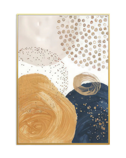 Navy Blue and Mustard Abstract Geometric Triptych Canvas Print Wall Art | CP199