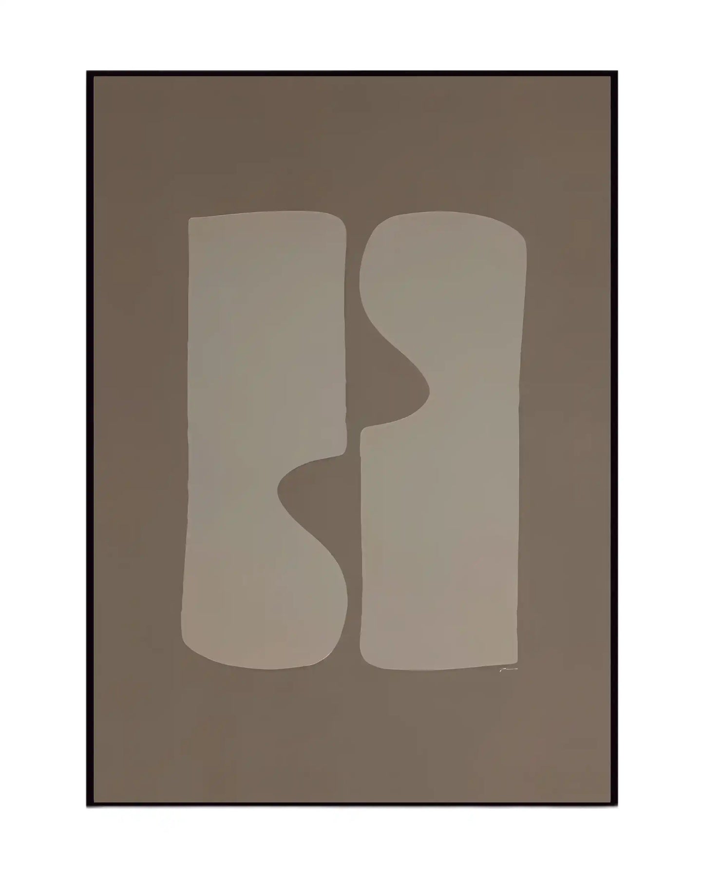 Taupe and Beige Abstract Organic Shapes Diptych Canvas Print Wall Art | CP211