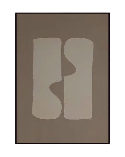 Taupe and Beige Abstract Organic Shapes Diptych Canvas Print Wall Art | CP211