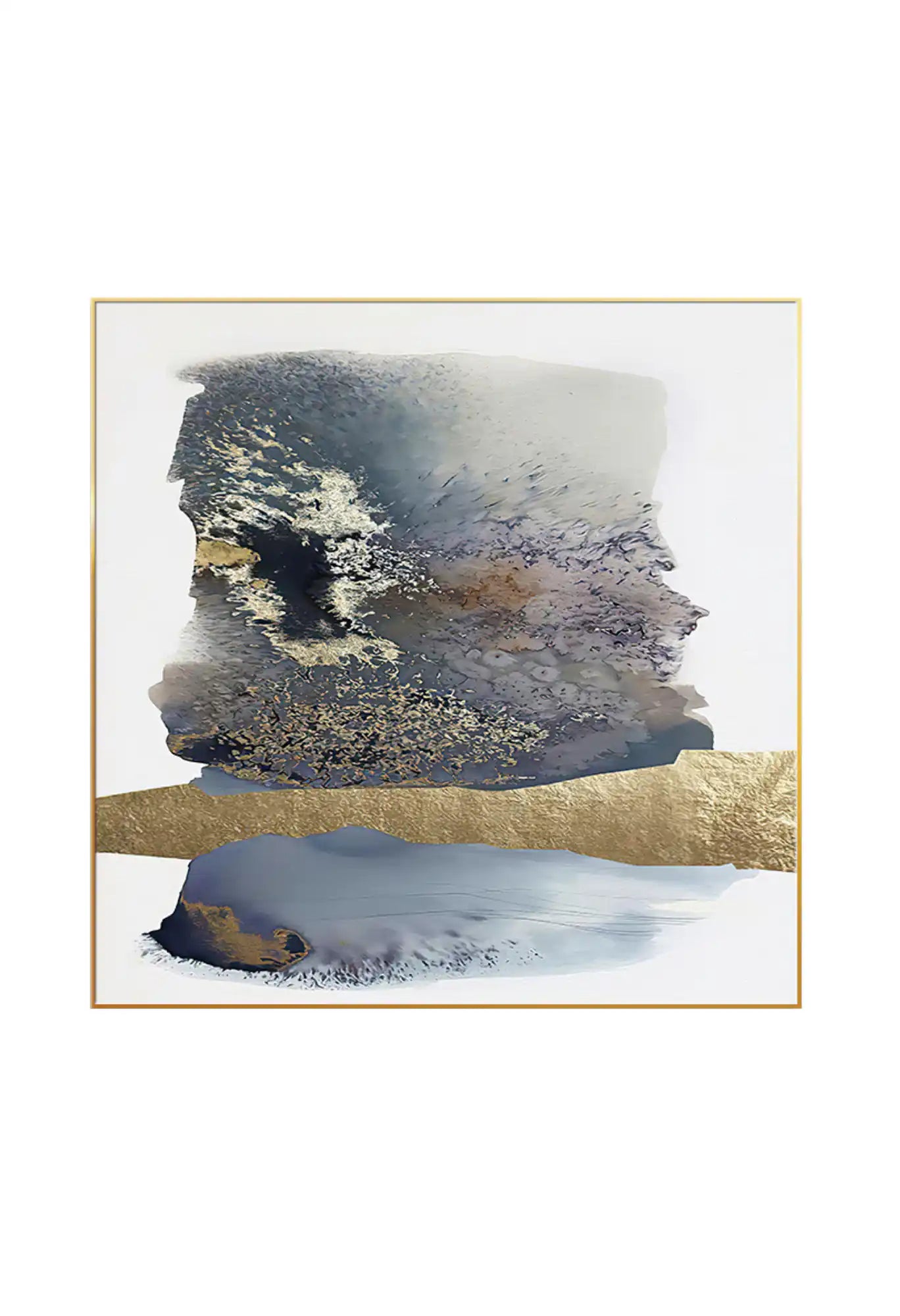 Navy Blue and Gold Abstract Oversize Canvas Print Wall Art | CP039040
