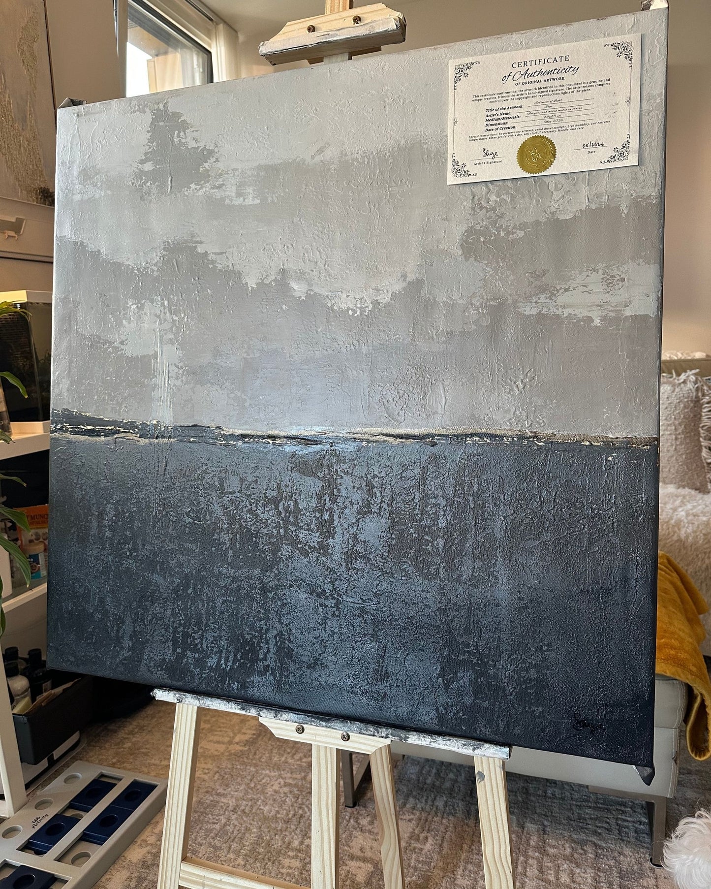 "Sediment of Light" Original Hand-Painted Gold Foil Canvas Wall Art by Skye