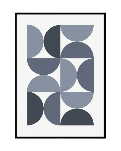 Navy Blue and Denim Geometric Canvas Print Wall Art | CP205