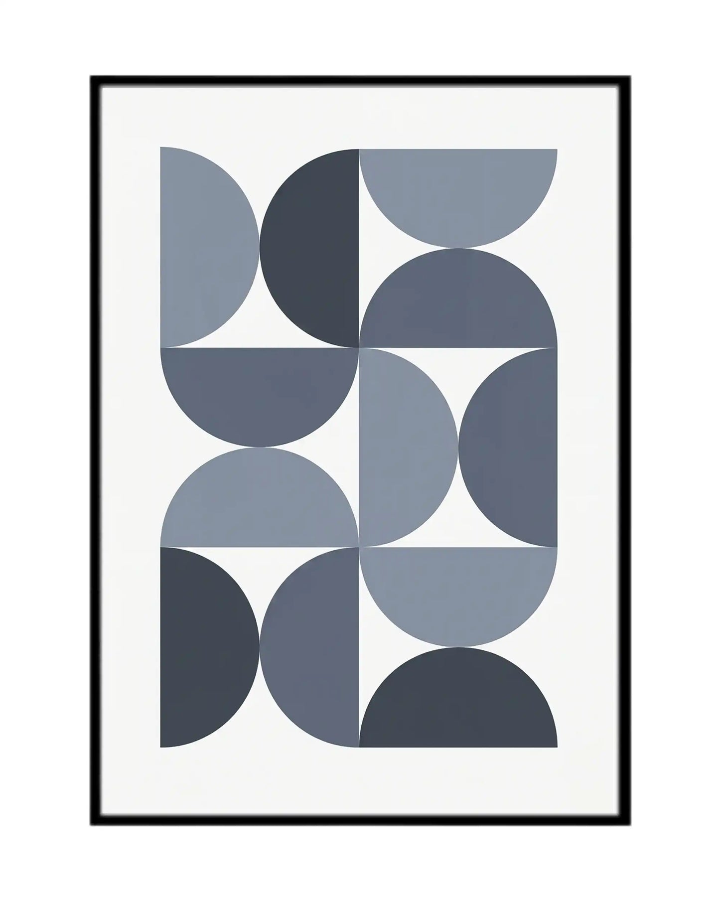 Navy Blue and Denim Geometric Triptych Canvas Print Wall Art | CP205