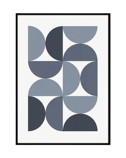 Navy Blue and Denim Geometric Triptych Canvas Print Wall Art | CP205