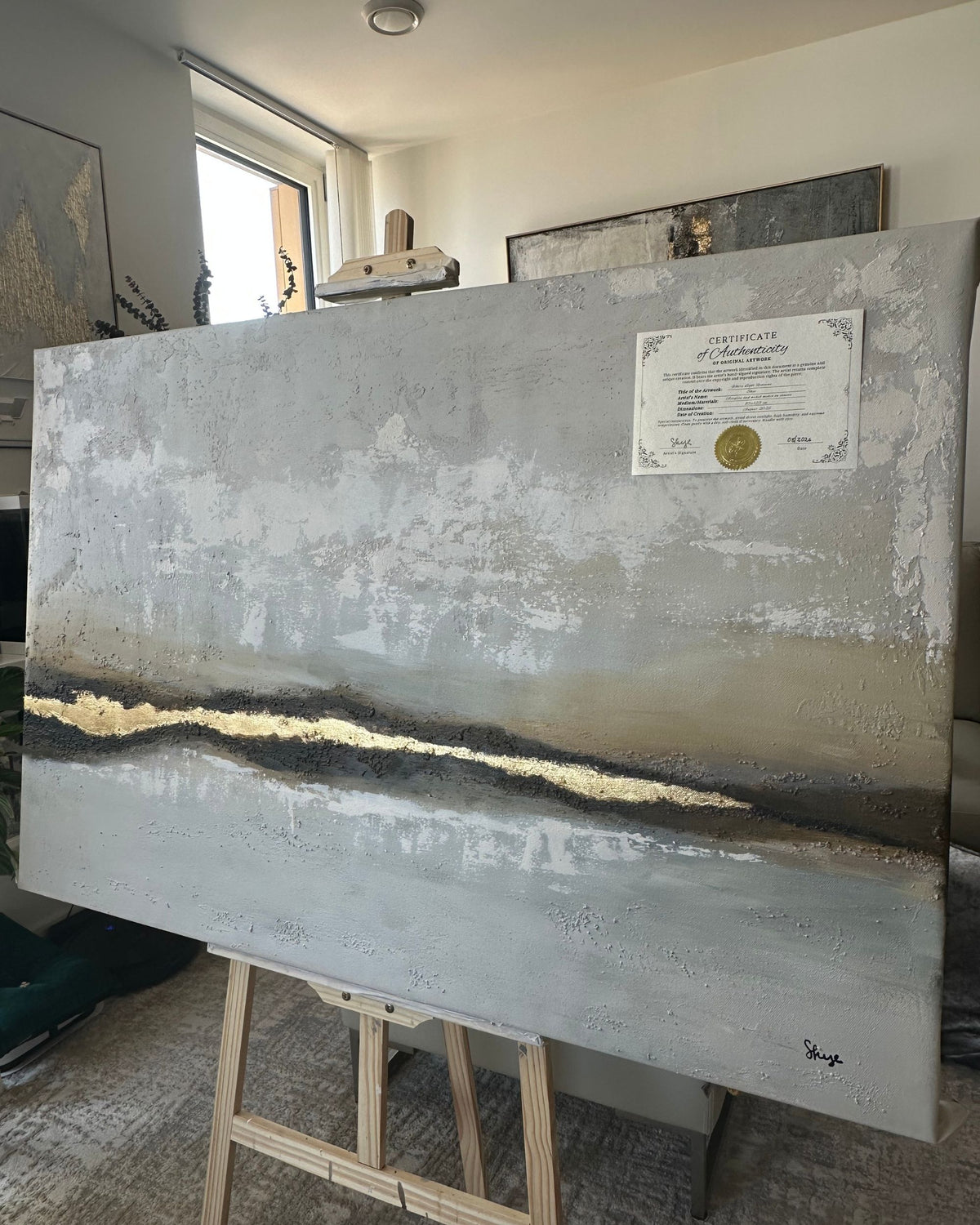 "Where Light Remains" Original Hand-Painted Gold Foil Canvas Wall Art by Skye
