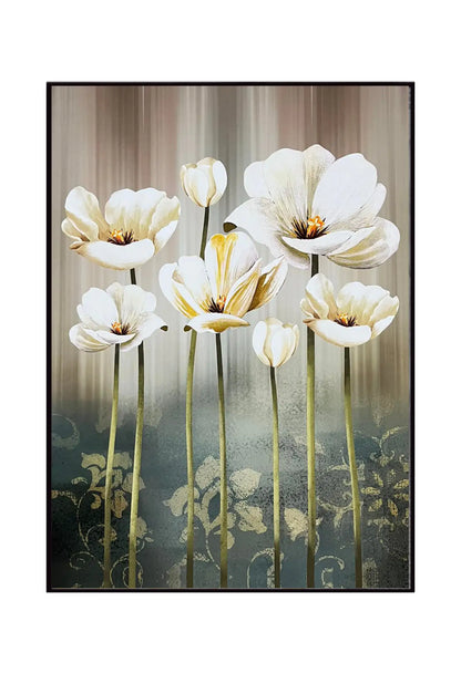 White Blossom and Sage Green Floral Triptych Canvas Print Wall Art | CP141