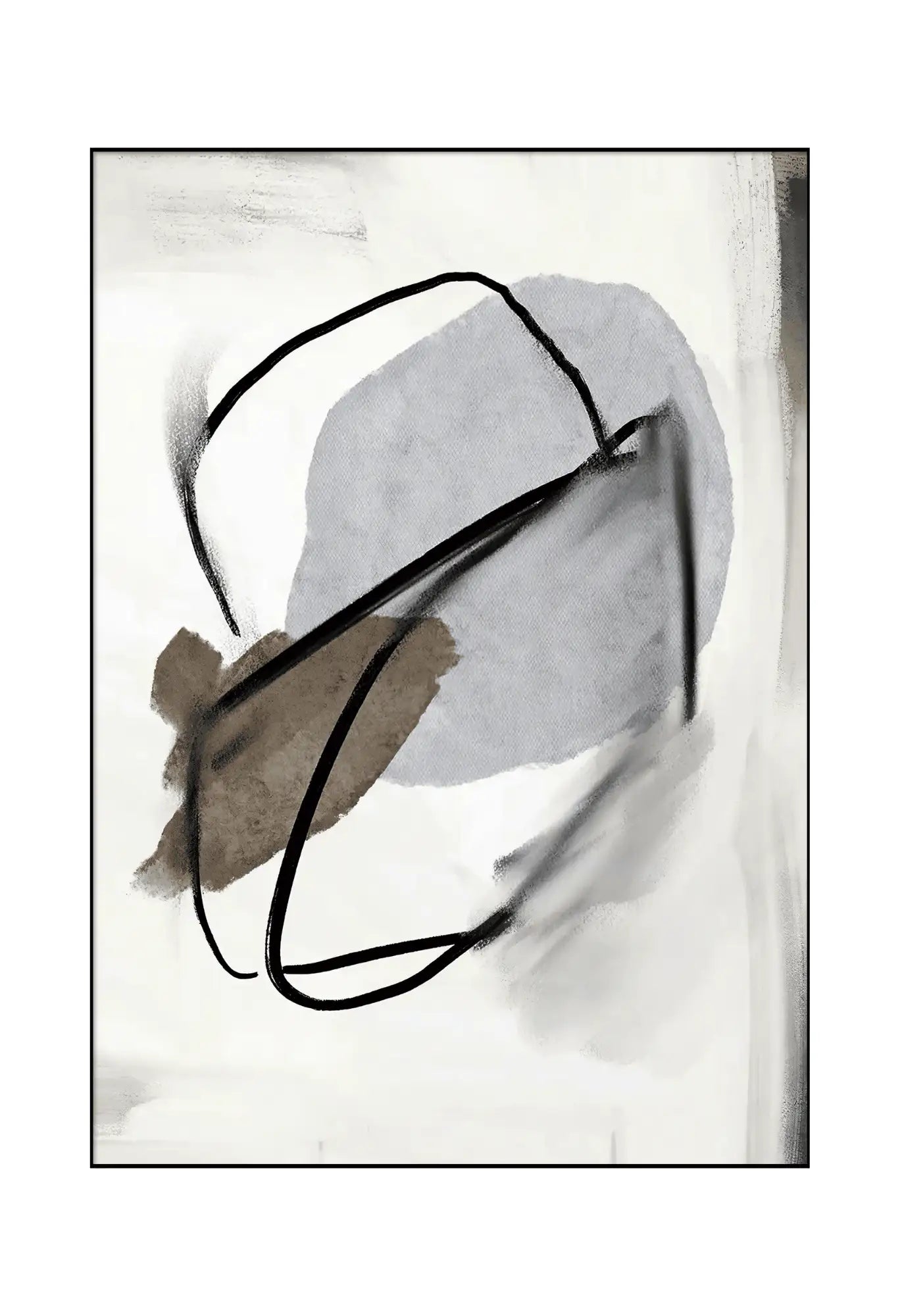 Beige Grey and Black Abstract Line Art Triptych Canvas Print Wall Art | CP142