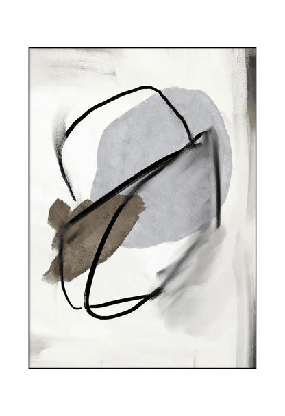 Beige Grey and Black Abstract Line Art Triptych Canvas Print Wall Art | CP142