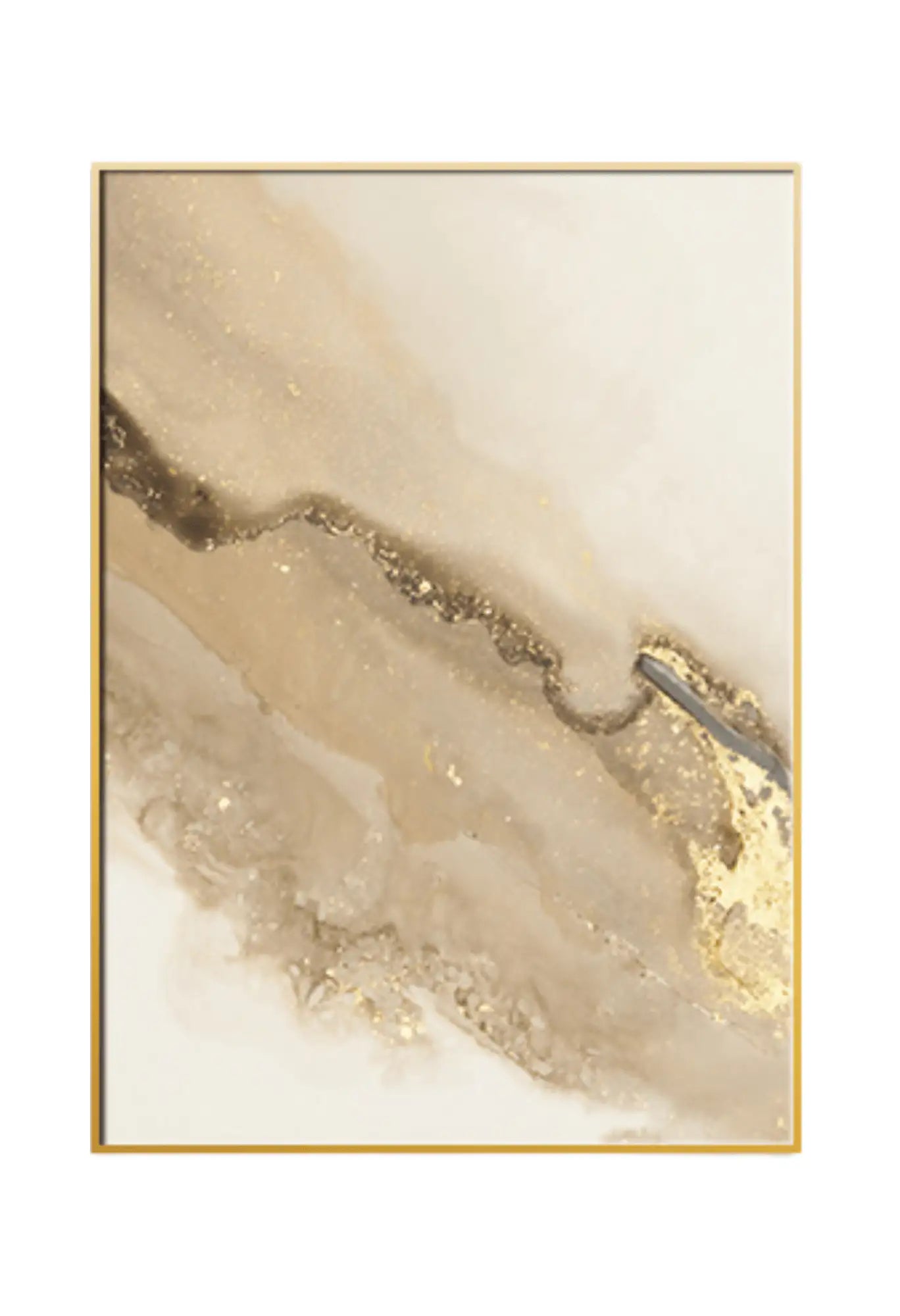 Beige Gold and Cream Alcohol Ink Abstract Triptych Canvas Print Wall Art | CP008