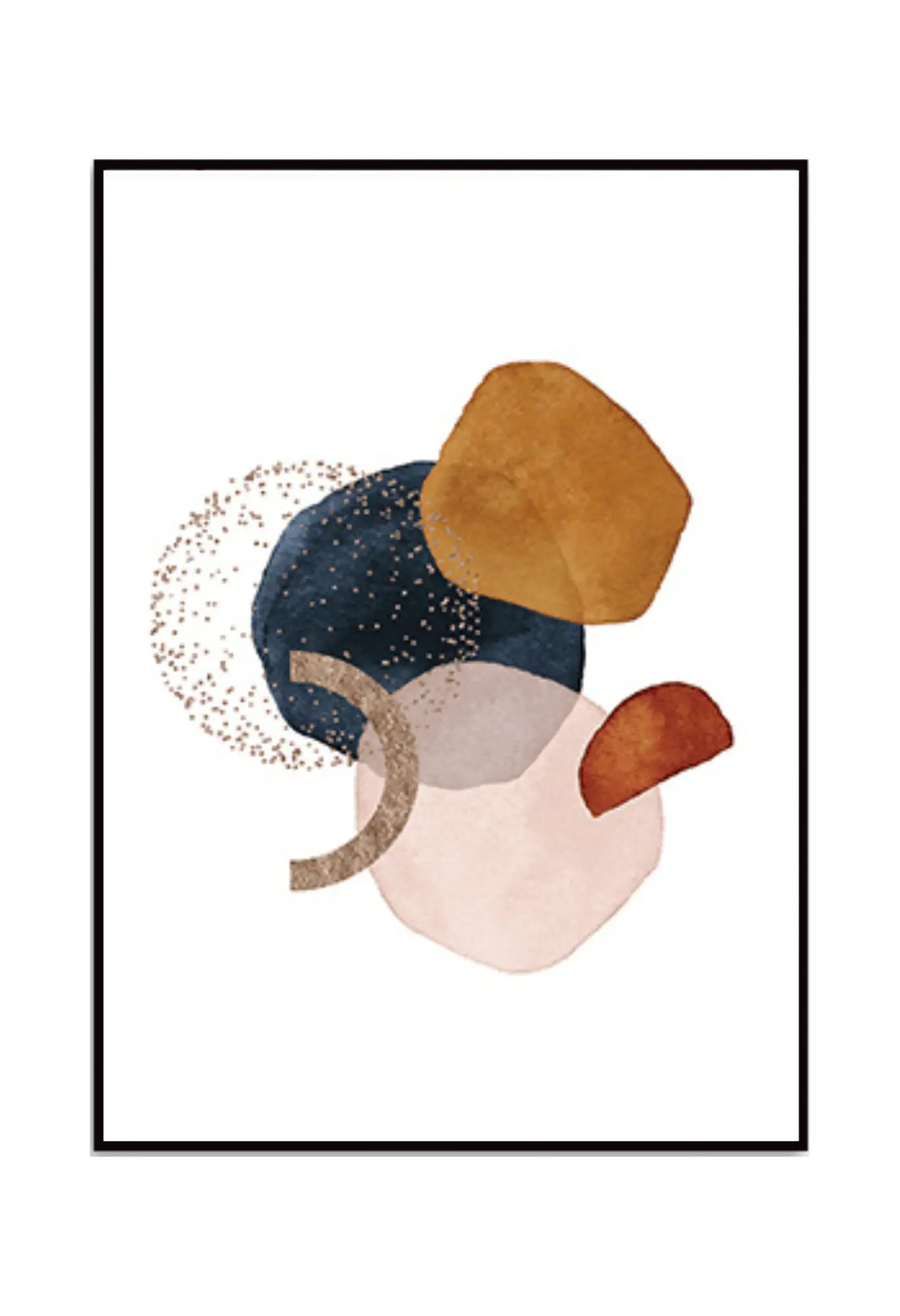 Terracotta and Navy Blue Abstract Shapes Triptych Canvas Print Wall Art | CP017