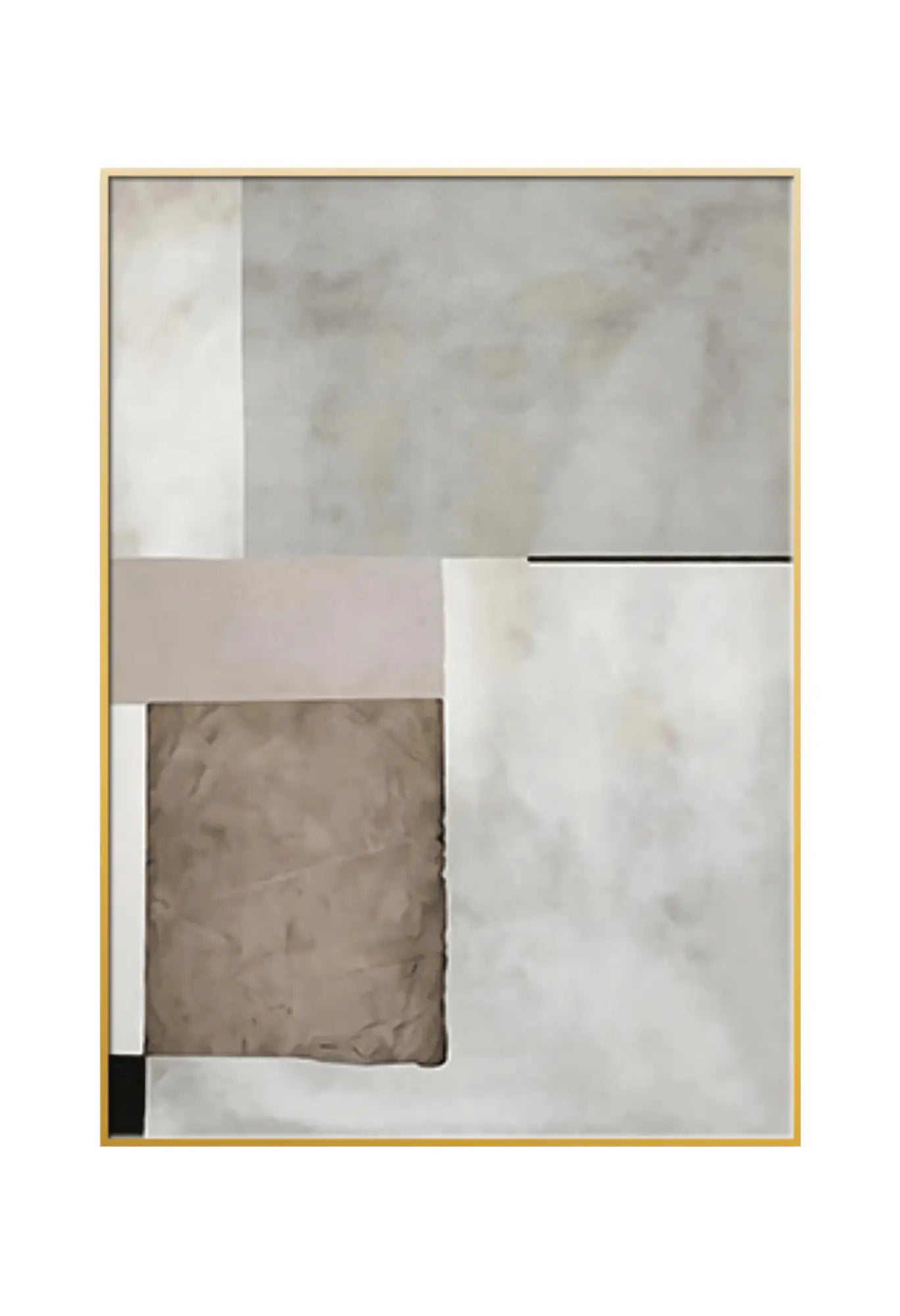 Beige Black and Grey Abstract Geometric Triptych Canvas Print Wall Art | CP011