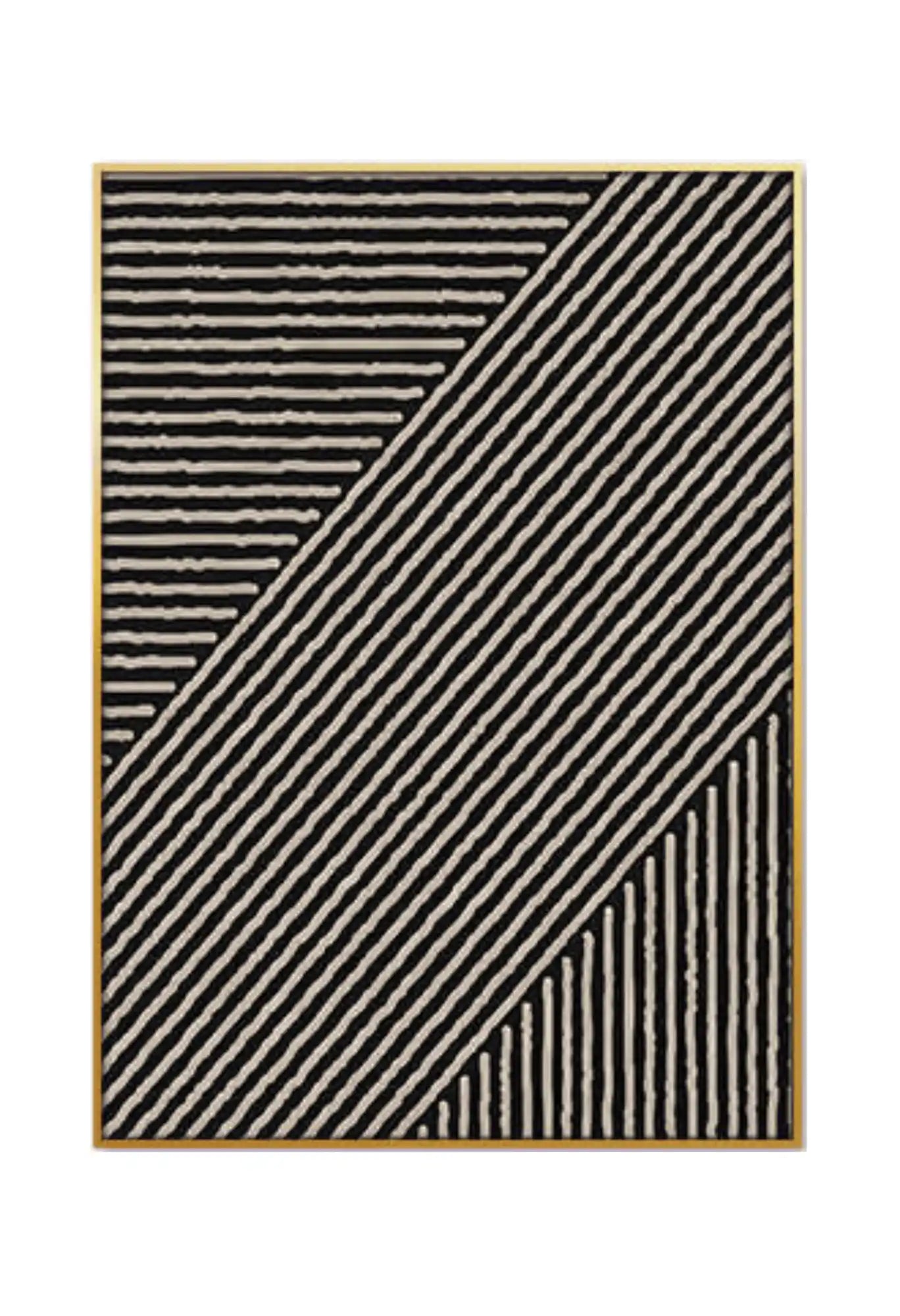 Beige Black and White Minimalist Line Art Triptych Canvas Print Wall Art | CP153
