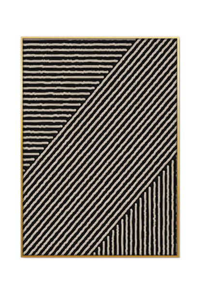 Beige Black and White Minimalist Line Art Triptych Canvas Print Wall Art | CP153