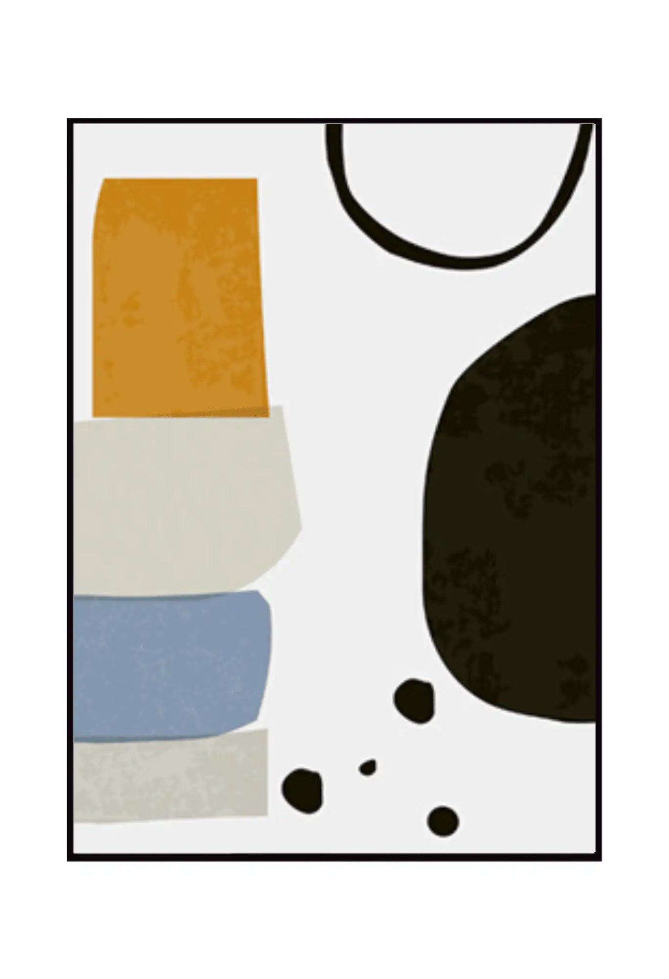 Mustard Yellow and Blue Abstract Shapes Triptych Canvas Print Wall Art | CP013