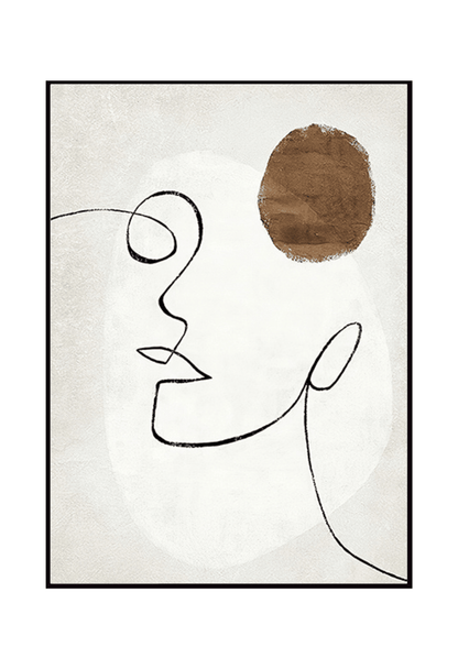 Terracotta and Beige Abstract Face Line Art Canvas Print Wall Art 50x70 cm Set Triptych | CP014