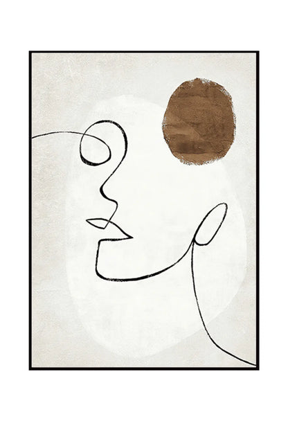 Terracotta and Beige Abstract Face Line Art Triptych Canvas Print Wall Art | CP014