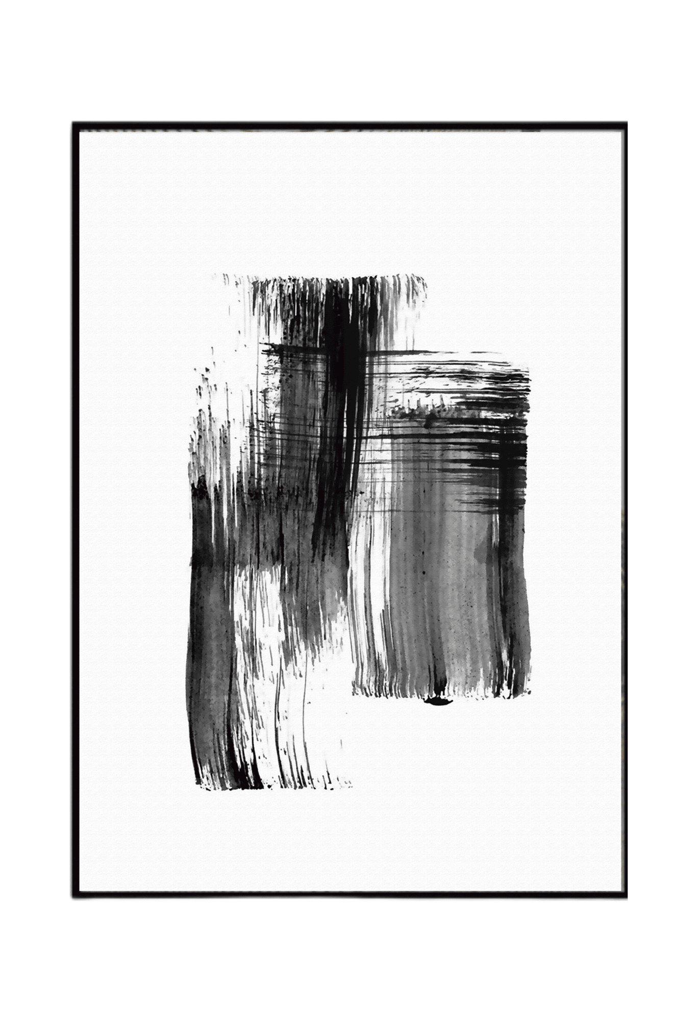 Black and White Abstract Ink Brushstroke Canvas Print Wall Art 50x70 cm Set Triptych | CP138