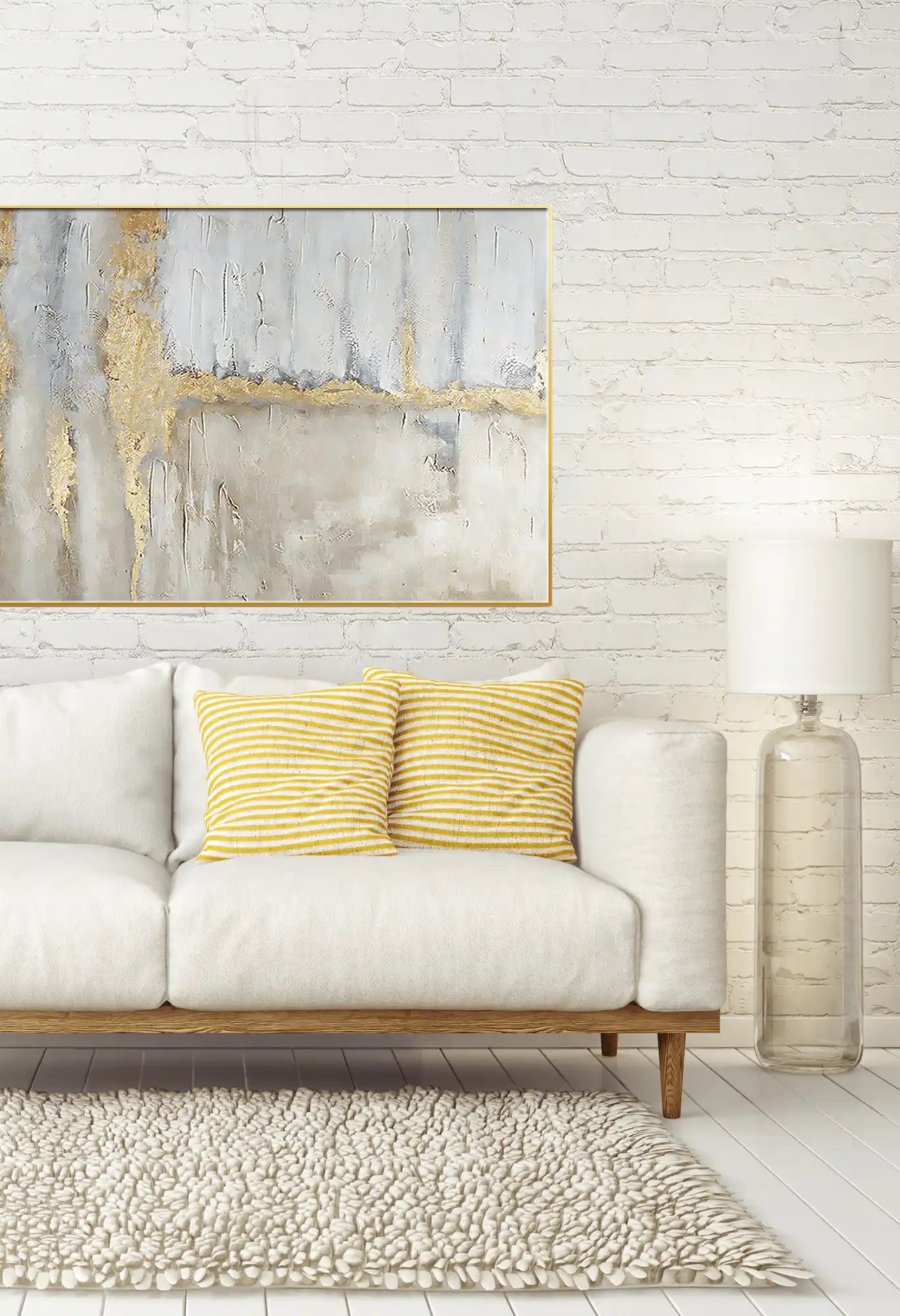 Gold Grey and Beige Abstract Oversize Canvas Print Wall Art | CP111
