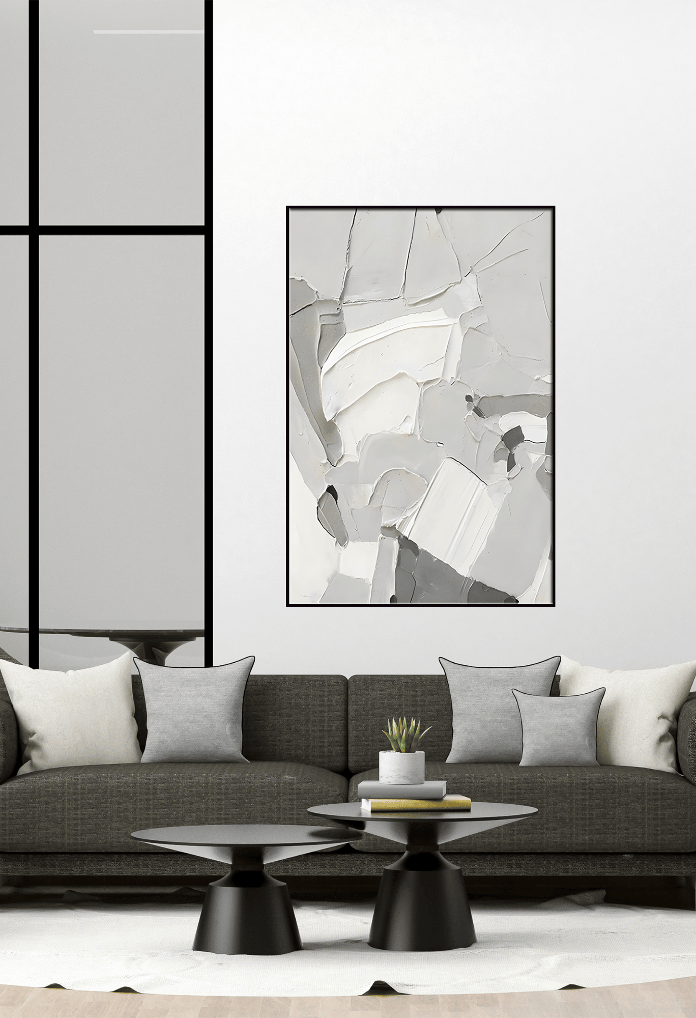 Black Grey and White Abstract Blocks Canvas Print Wall Art 80x120 cm | CP113