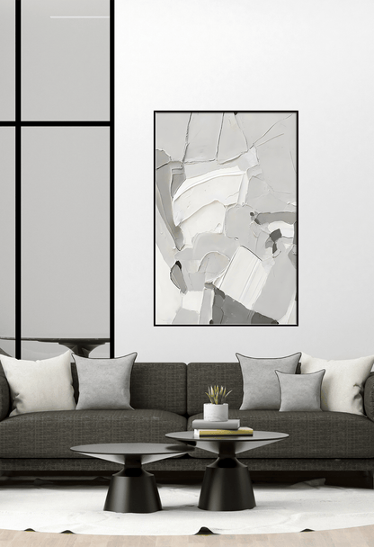 Black Grey and White Abstract Blocks Canvas Print Wall Art 80x120 cm | CP113