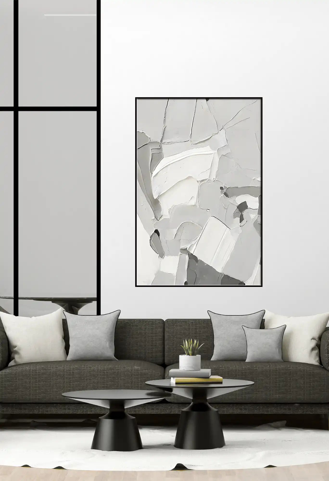 Black Grey and White Abstract Blocks Oversize Canvas Print Wall Art | CP113