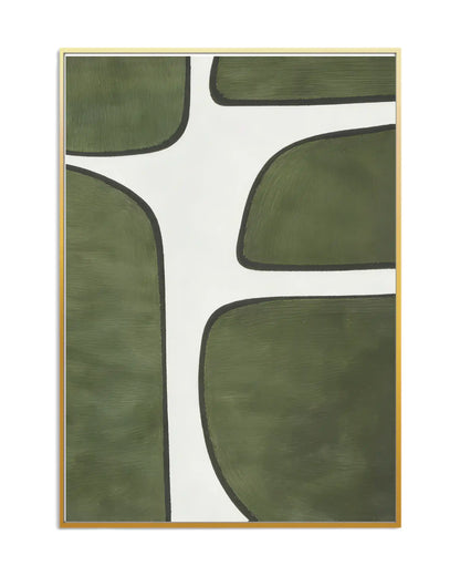 Sage Green Abstract Geometric Triptych Canvas Print Wall Art | CP196