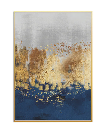 Blue and Gold Abstract Horizon Triptych Canvas Print Wall Art | CP204