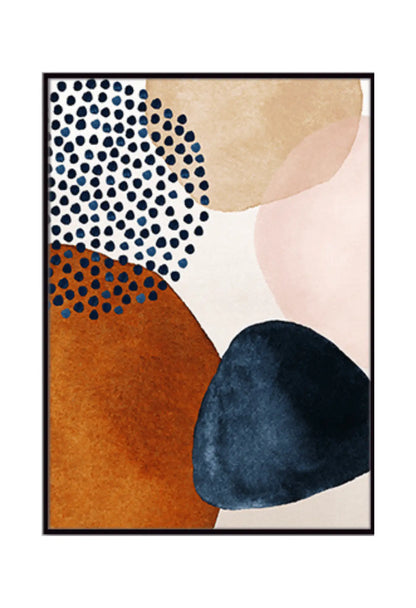 Terracotta and Navy Boho Abstract Shapes Triptych Canvas Print Wall Art | CP005
