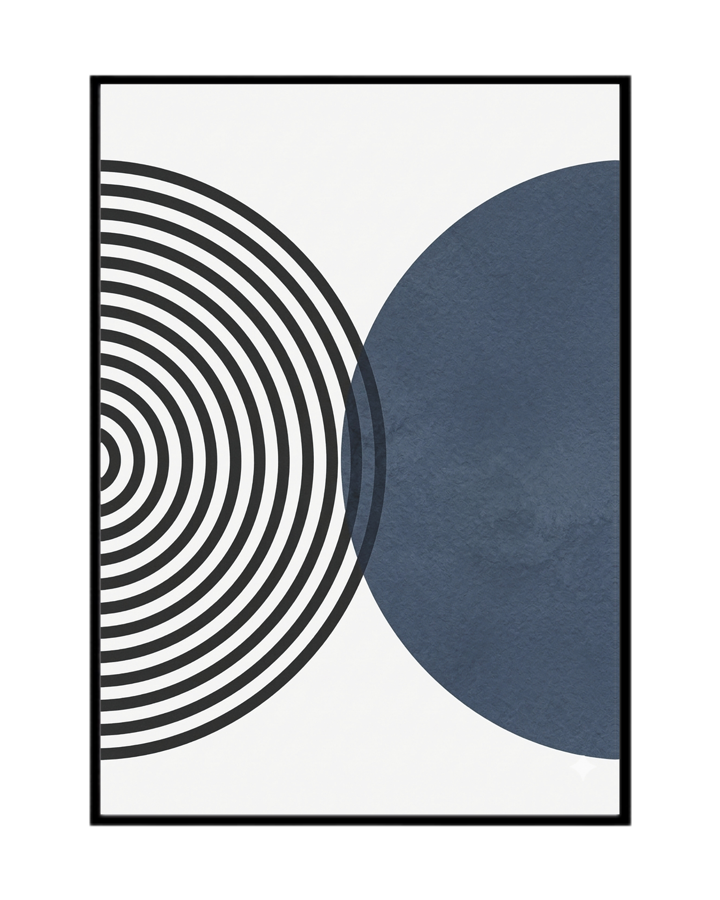 Navy Blue and Denim Geometric Canvas Print Wall Art | CP205