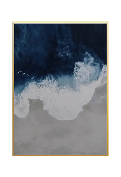 Navy Blue and Grey Abstract Ocean Wave Triptych Canvas Print Wall Art | CP015