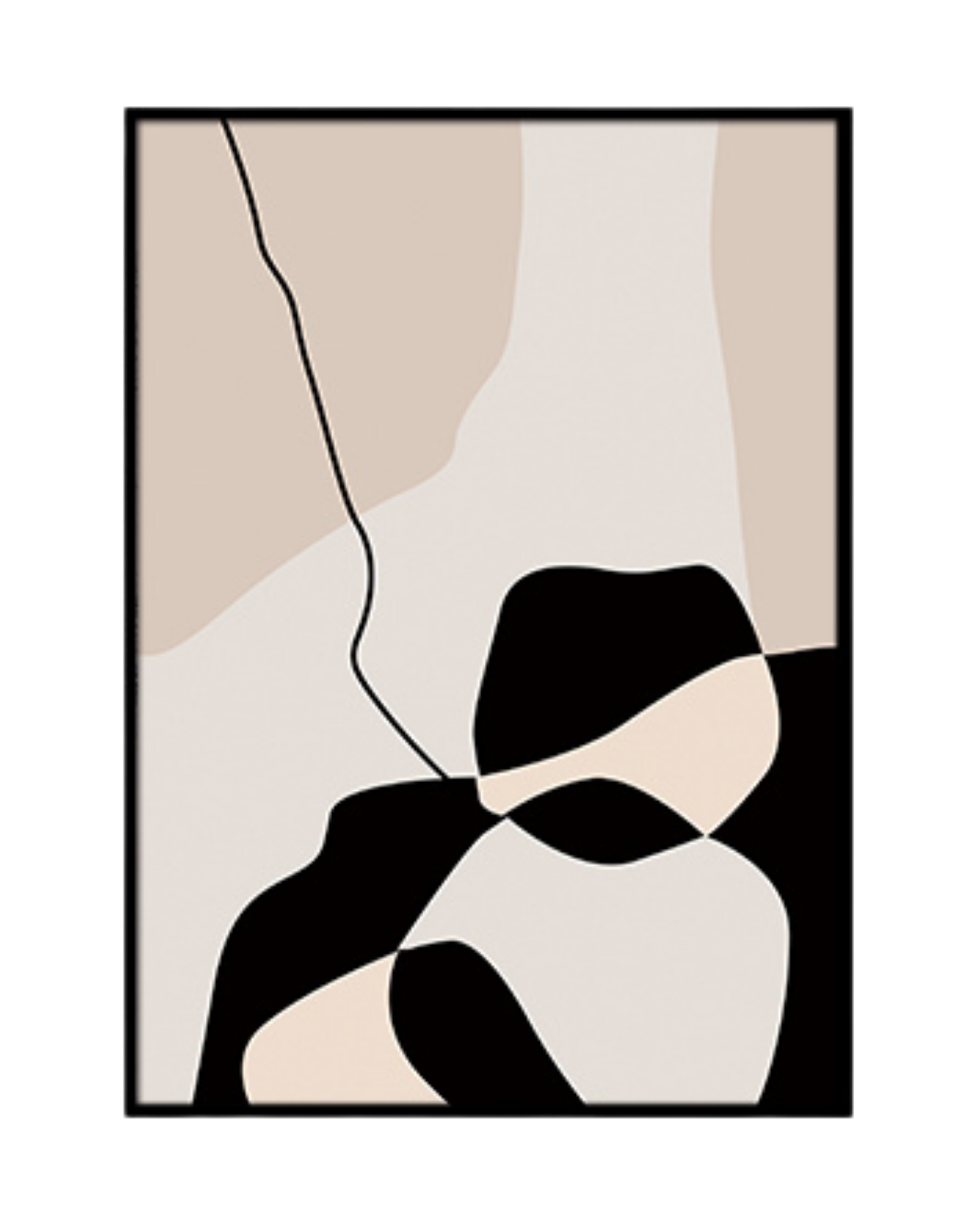 Beige Black and Cream Abstract Canvas Print Wall Art | CP189