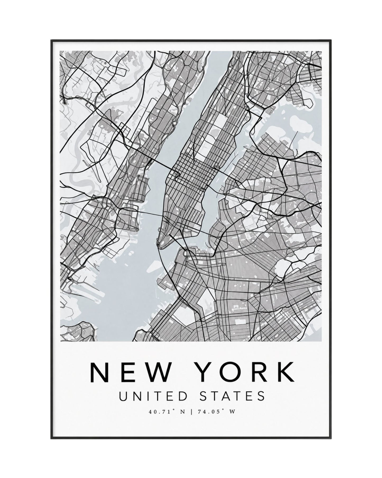 Black Grey and White City Map Triptych Canvas Print Wall Art | CP218