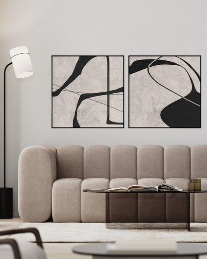 Black and Beige Abstract Canvas Print Wall Art | CP192