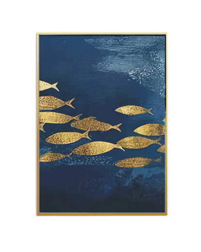 Golden School Abstract Oceanic Triptych Canvas Print Wall Art | CP203