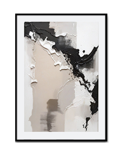 Beige Black and White Abstract Canvas Print Wall Art | CP190