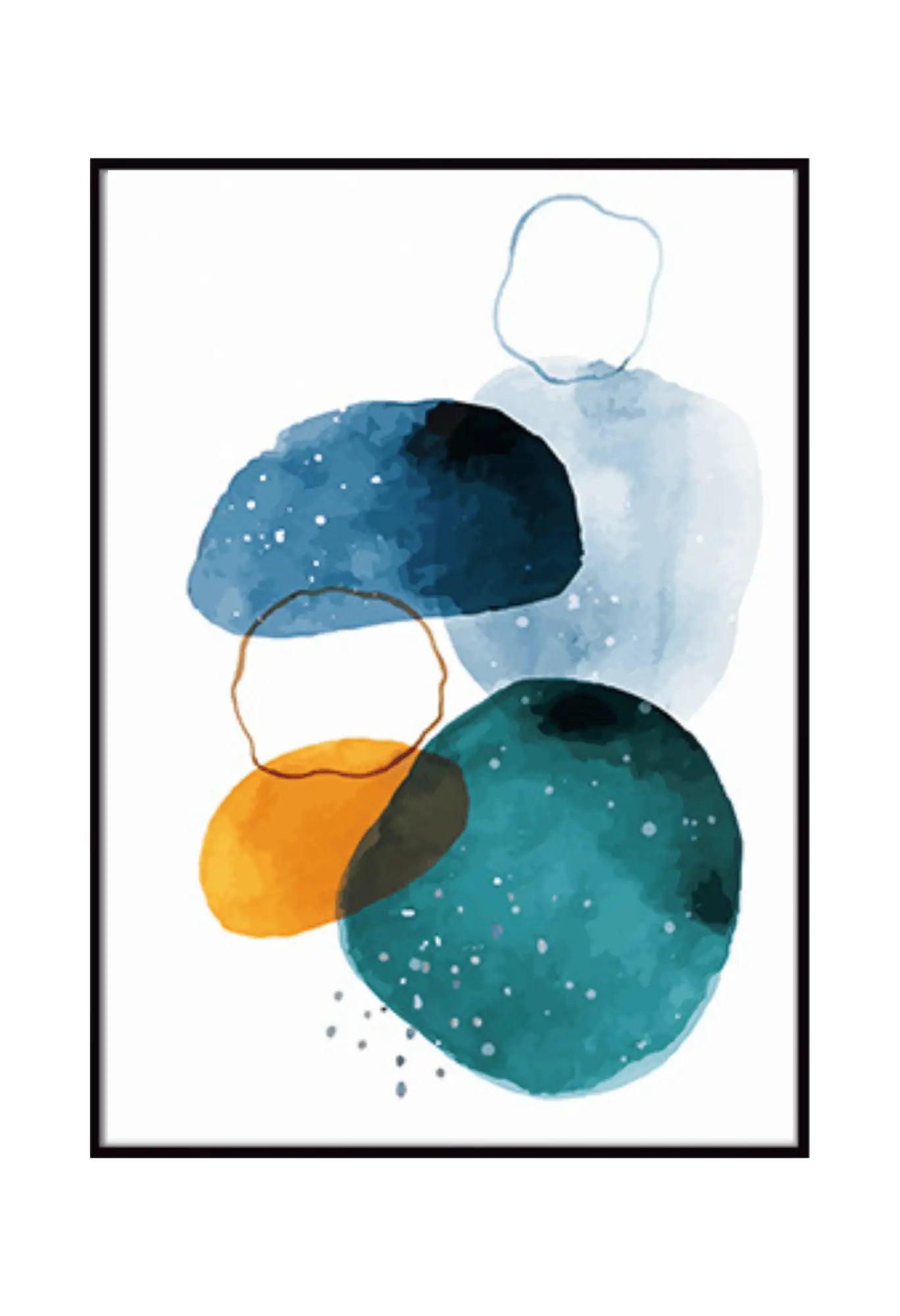 Teal Blue and Terracotta Abstract Watercolor Triptych Canvas Print Wall Art |CP018