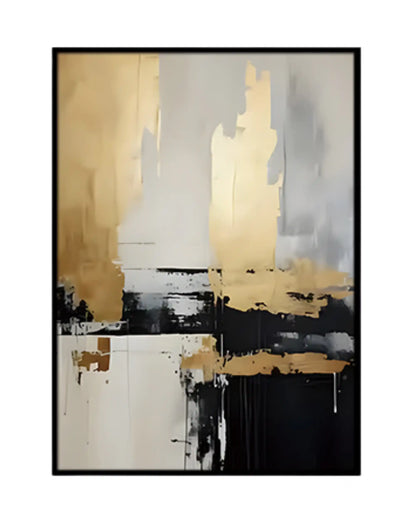 Black Gold and White Abstract Triptych Canvas Print Wall Art | CP186