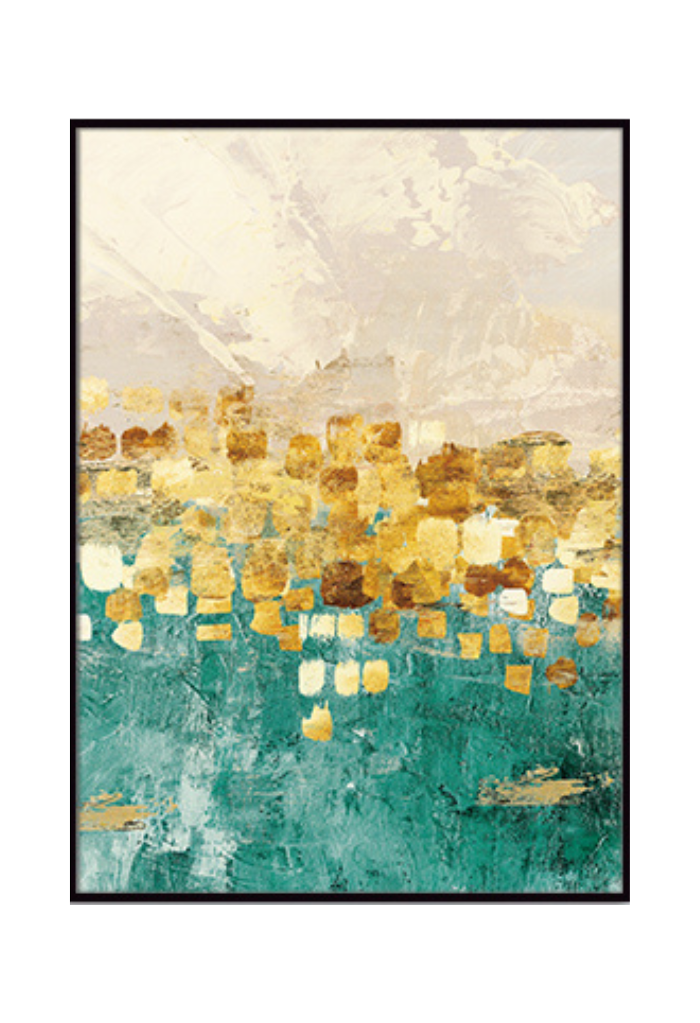 Teal and Gold Color Abstract Canvas Print Wall Art Set Minimalist Triptych | CP004