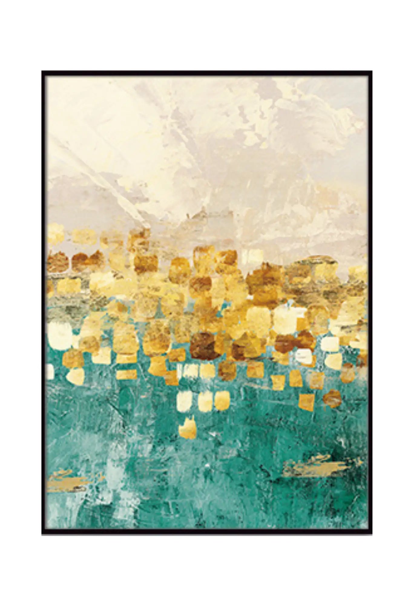 Teal and Gold Color Abstract Triptych Canvas Print Wall Art | CP004