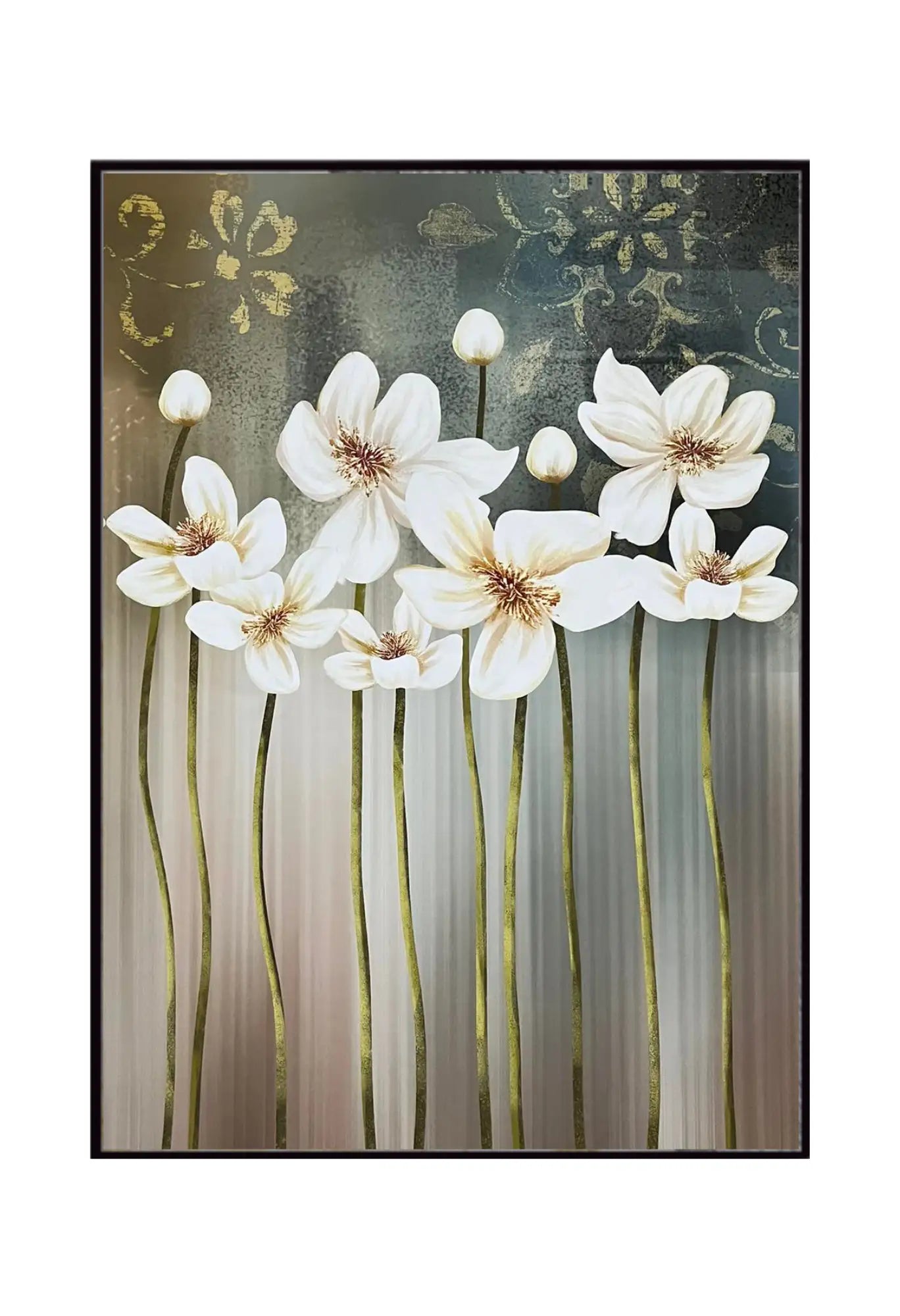 White Blossom and Sage Green Floral Triptych Canvas Print Wall Art | CP141