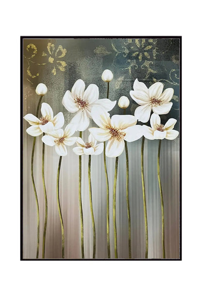 White Blossom and Sage Green Floral Triptych Canvas Print Wall Art | CP141