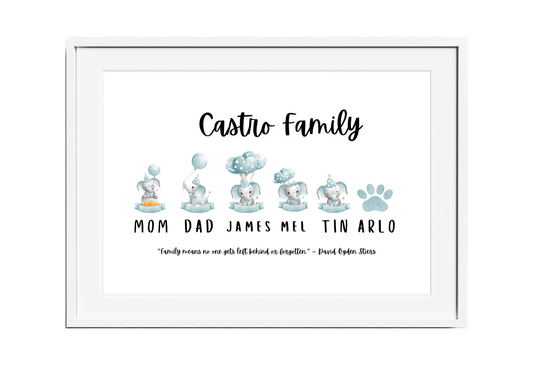 Personalized Family Wall Decor - Elephants