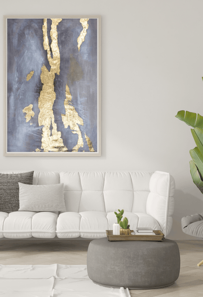 Dark Grey and Gold Abstract Storm Landscape Hand-Painted Canvas Art |HP020