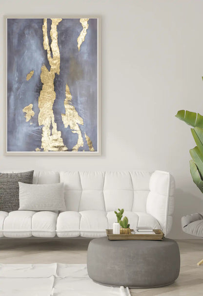Dark Grey and Gold Abstract Storm Landscape Hand-Painted Canvas Art |HP020
