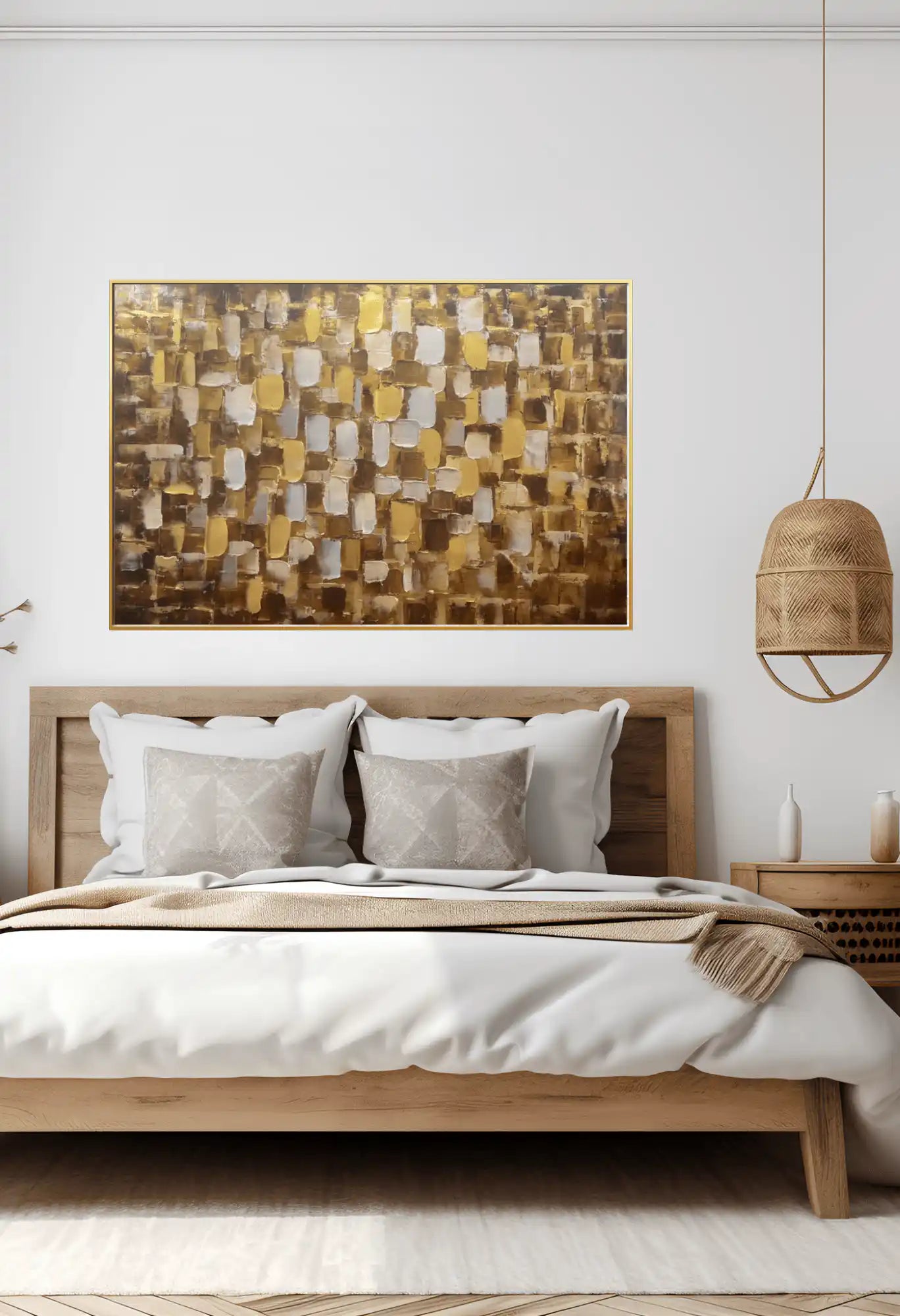 Bronze and Gold Mosaic Abstract Hand-Painted Canvas Art | HP035