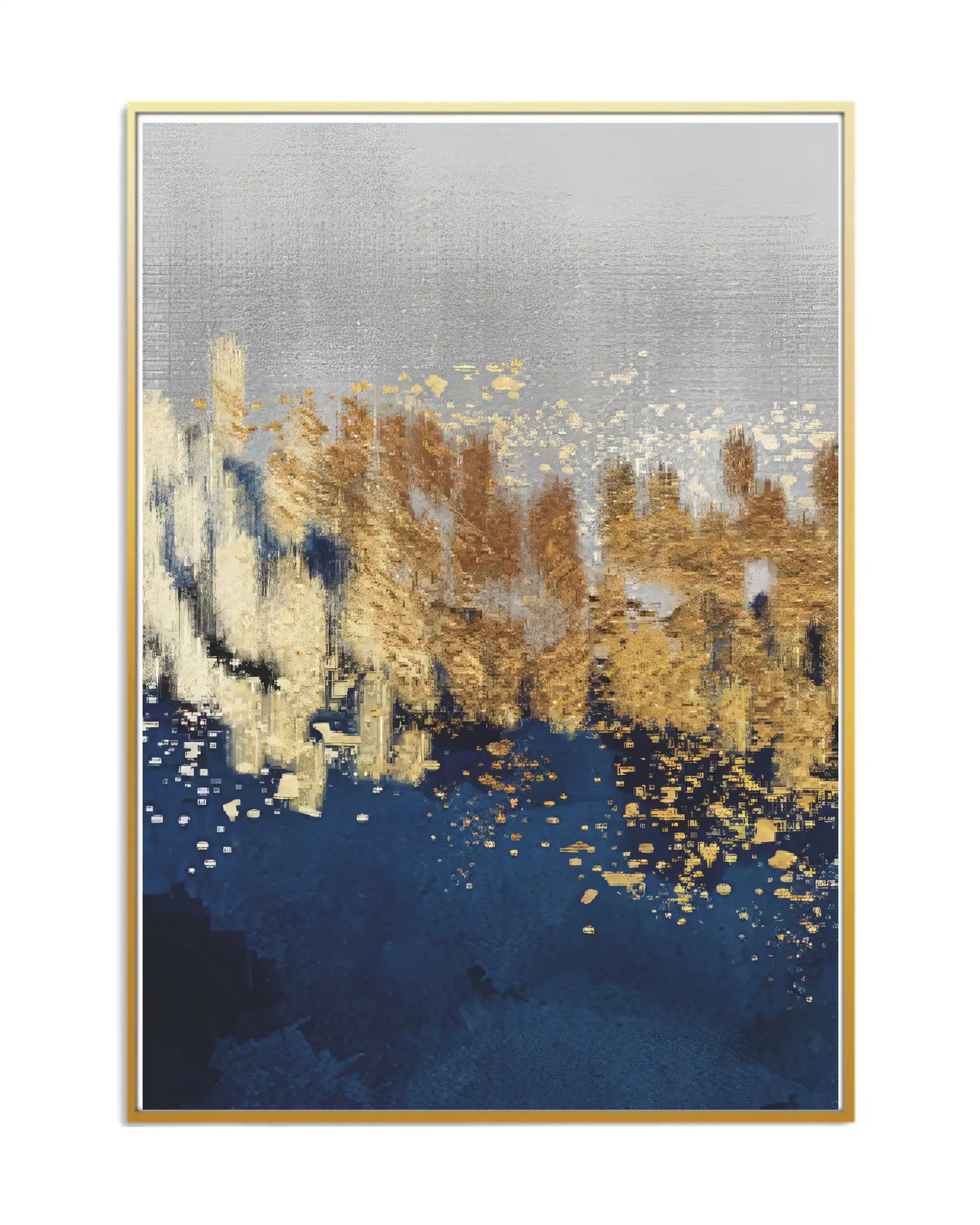 Blue and Gold Abstract Horizon Triptych Canvas Print Wall Art | CP204