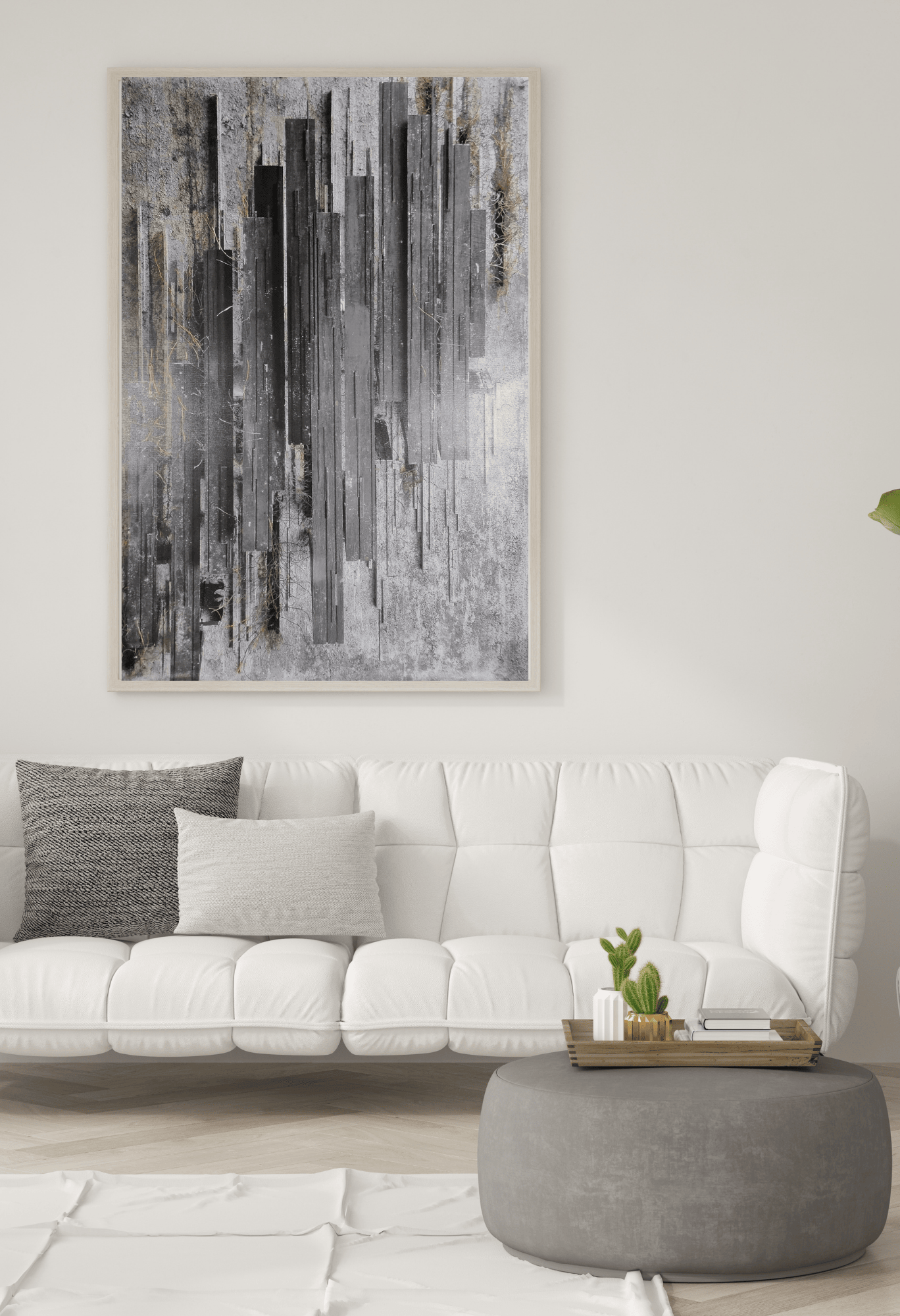 Black and Grey Abstract Vertical Bars Canvas Print Wall Art 80x120 cm | CP070