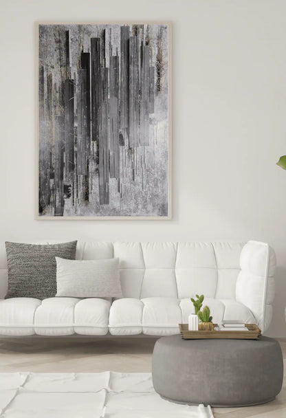 Black and Grey Abstract Vertical Bars Oversize Canvas Print Wall Art | CP070