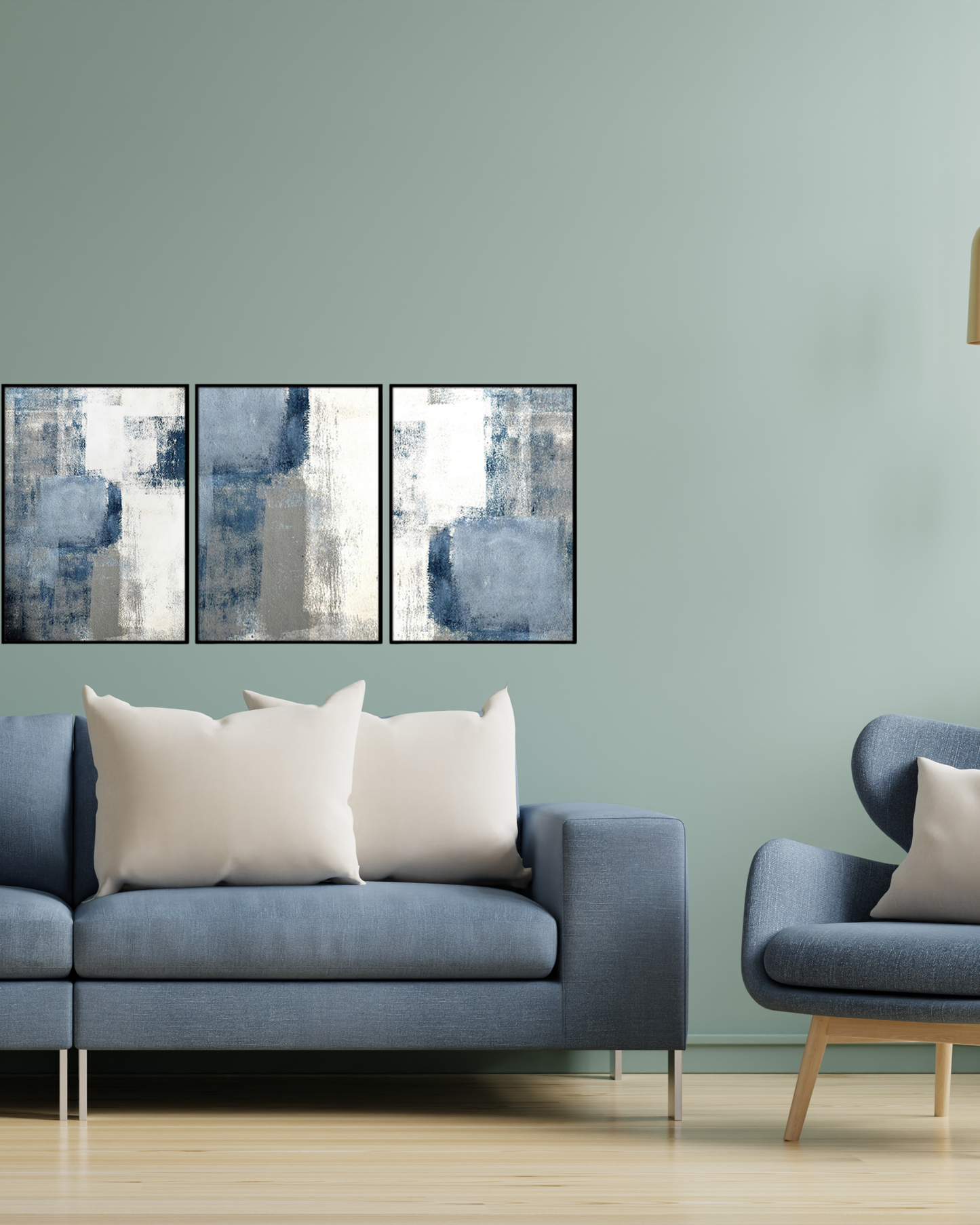 Blue Grey and White Abstract Canvas Print Wall Art | CP187