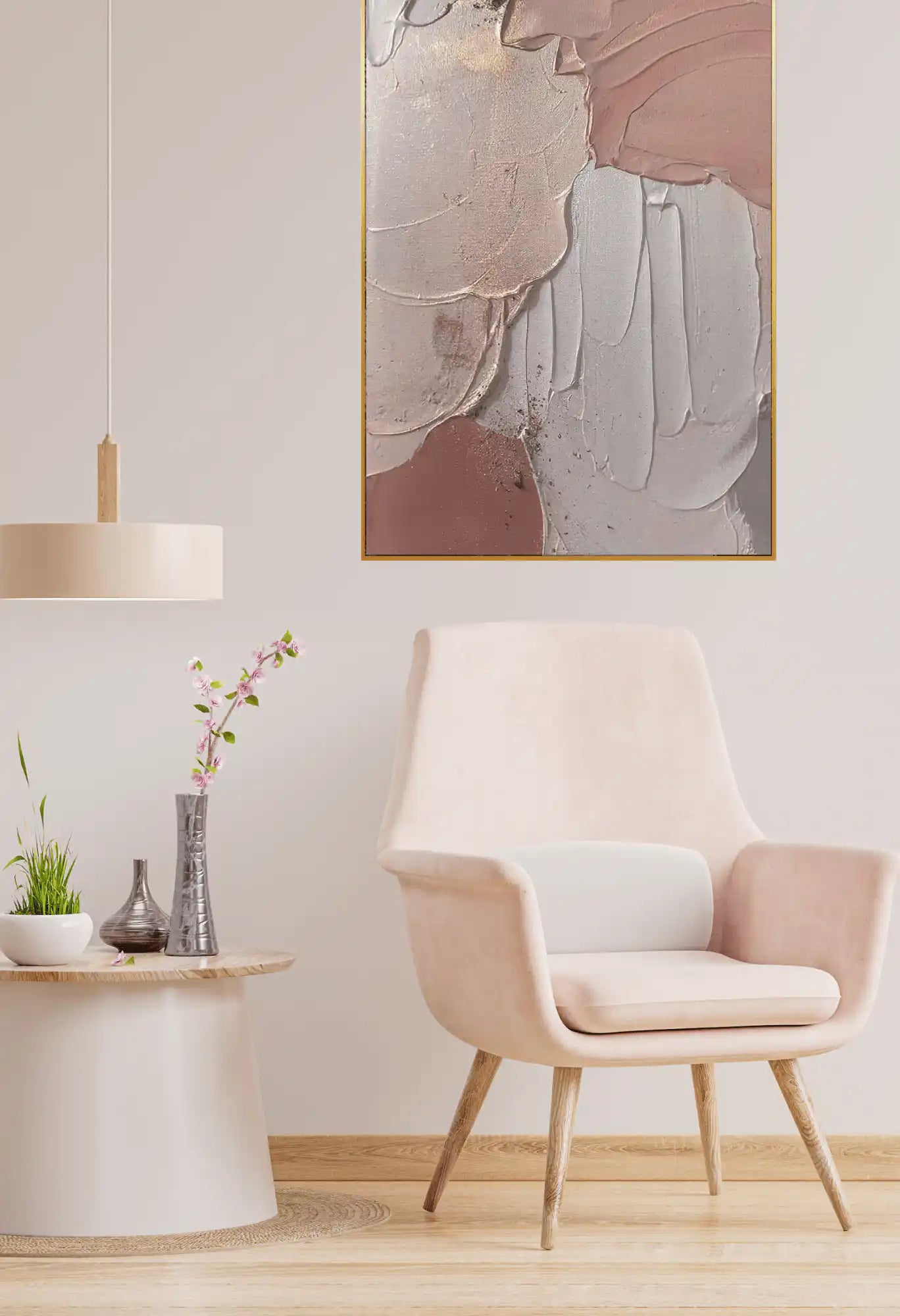 Terracotta and Blush Pink Abstract Oversize Canvas Print Wall Art | CP163